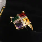Anillo de oro de 18 quilates con amatista colorida, topacio, Esmeralda, rubí, lleno de diamantes para mujer, joyería de regalo para fiesta de compromiso 5