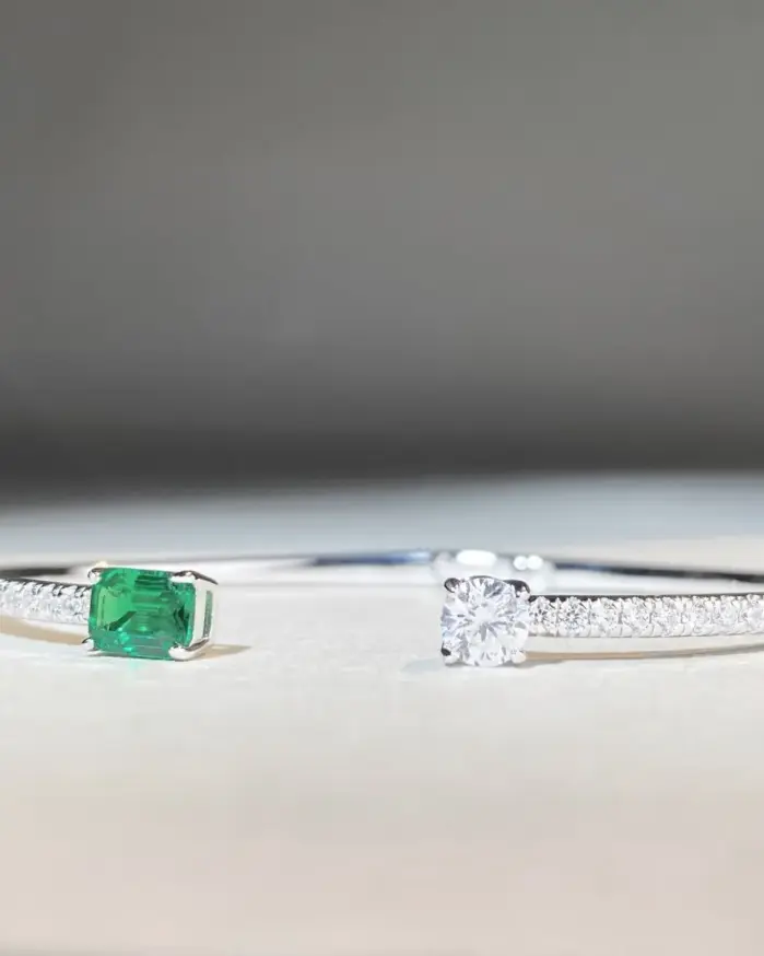 Pulsera de plata de ley 925 con esmeralda, ajustable, simple, exquisita, de alta calidad, para mujer 2