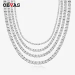 Collar de tenis OEVAS de moissanita de 3MM/4MM/5MM/6.5MM para mujer, de alta calidad, 100% plata de ley 925, joyería fina brillante para fiestas 1