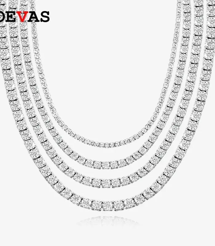 Collar de tenis OEVAS de moissanita de 3MM/4MM/5MM/6.5MM para mujer, de alta calidad, 100% plata de ley 925, joyería fina brillante para fiestas 1