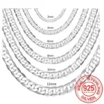 Venta al por mayor, collar de plata de ley 925 para hombre, 2/4/6/8/10/12MM, 40-75cm, cadena con cierre de langosta, joyería de compromiso para hombre y mujer 1