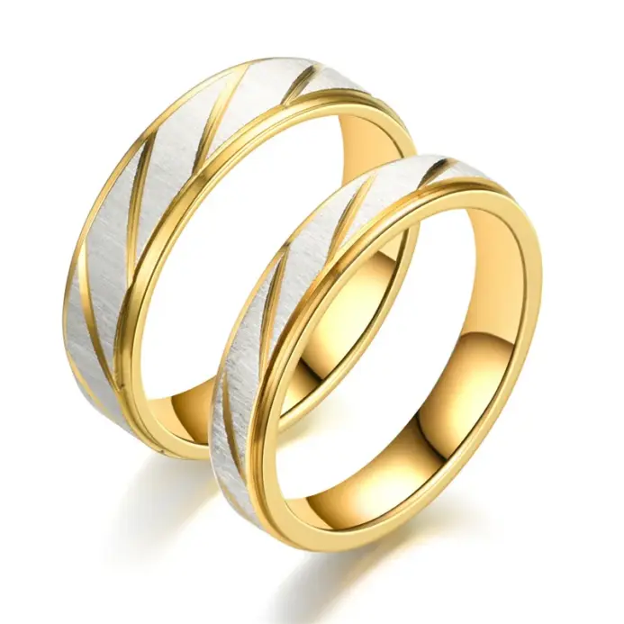 Nuevos anillos de pareja con diseño de onda única para hombres y mujeres, anillo de acero inoxidable de alta calidad, anillos de boda de compromiso, regalo de joyería 2
