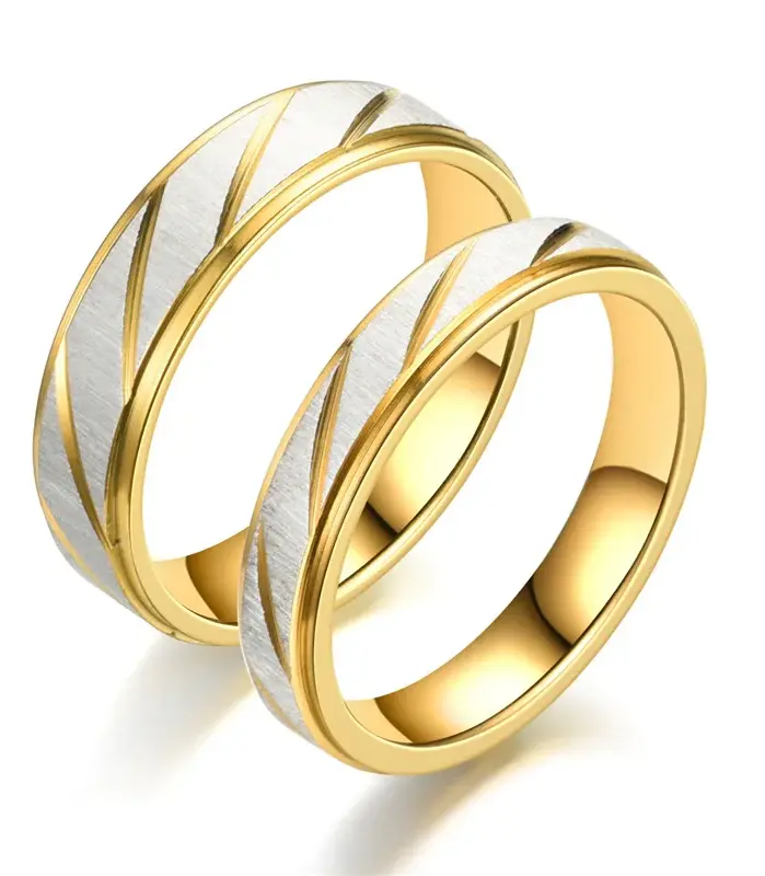 Nuevos anillos de pareja con diseño de onda única para hombres y mujeres, anillo de acero inoxidable de alta calidad, anillos de boda de compromiso, regalo de joyería 2