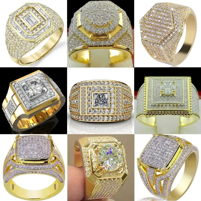 Anillos de cristal con incrustaciones de moda europea y americana para mujer y hombre, joyería de anillo de negocios a la moda para banquete 1