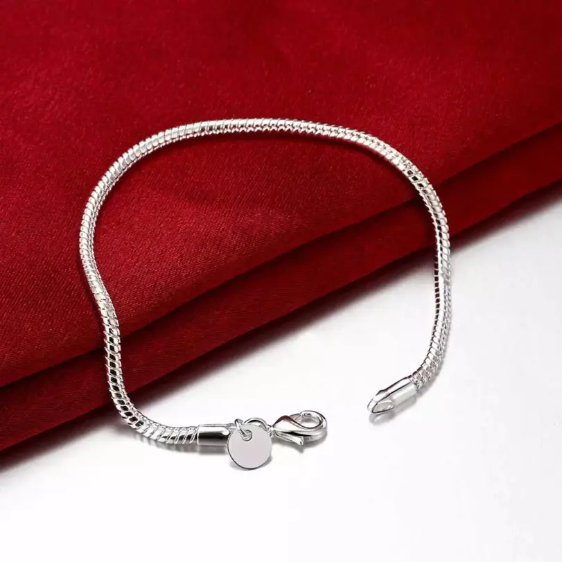 Pulsera de cadena sólida exquisita de Plata de Ley 925, abalorio de moda para mujeres y hombres, joyería de modelos simples y bonitos para boda 3