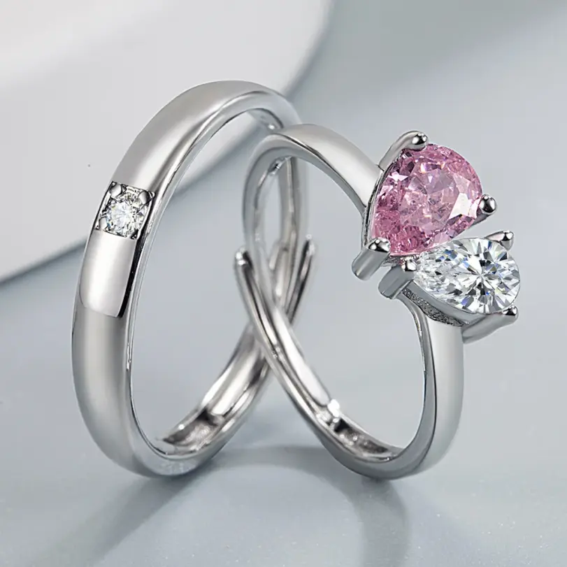 Conjuntos de anillos de Plata de Ley 925 para parejas, anillo Simple de pulido ligero para mujer y hombre, joyería fina clásica para boda, 2 uds. 5