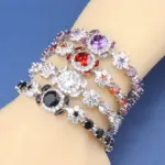 Pulsera femenina con dije de plata 925, brazalete de circonia cúbica azul, joyería de boda de 6 colores, longitud ajustable de 18 + 3CM 4
