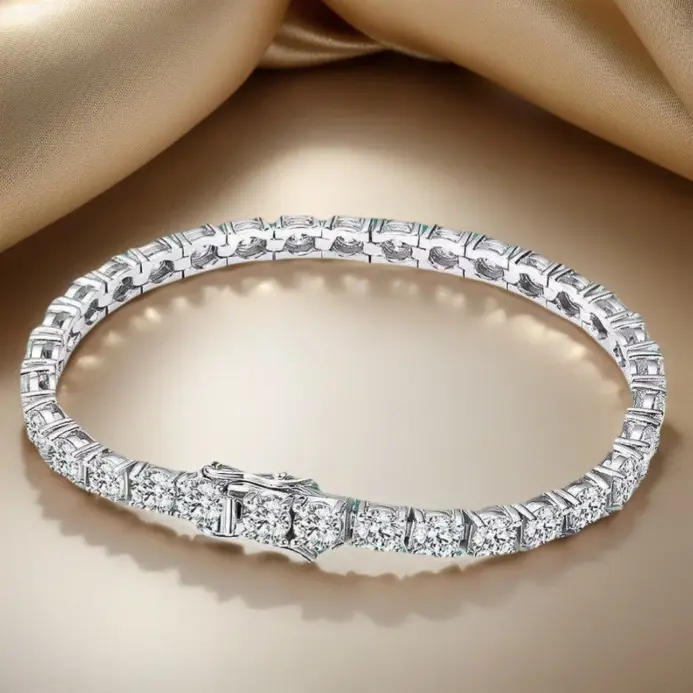 Pulsera de tenis de moissanita de Plata de Ley 925 D VVS1 con certificado GRA, regalo de joyería exquisito y lujoso 1
