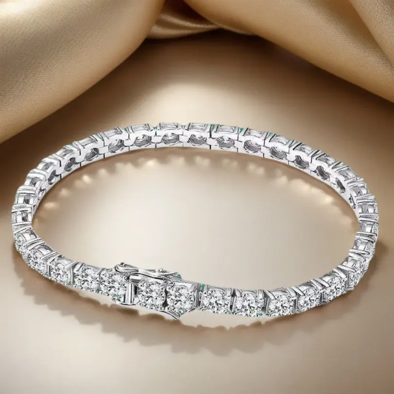 Pulsera de tenis de moissanita de Plata de Ley 925 D VVS1 con certificado GRA, regalo de joyería exquisito y lujoso 1