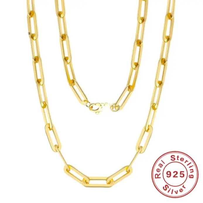 📎 Collar "Andara Pure Gold" – Plata .925 y Oro 14K Estilo Paperclip 1