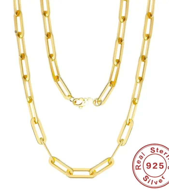 📎 Collar "Andara Pure Gold" – Plata .925 y Oro 14K Estilo Paperclip 1
