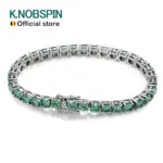 KNOBSPIN D VVS, pulseras de tenis originales de moissanita verde para mujeres y hombres, diamantes de laboratorio con joyería de boda GRA, pulsera de plata 925 1