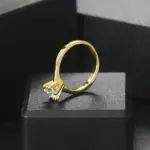 Anillo de boda clásico de cristal de 1 quilate para mujer, sortija de compromiso de aniversario de oro de diamante, propuesta de matrimonio, 4