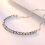 Pulsera de plata de ley 925 Vera elegante circón tenis pulsera de cristal de circón para mujer moda Simple compromiso boda Glam 5