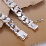 Nueva pulsera de plata de ley S925 fina de alta gama para hombre y mujer, joyería de moda, regalo para hombre, hermosa gema cuadrada de 10MM 5