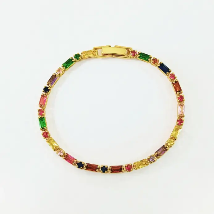 🌈 Pulsera Tennis "Arcoíris Infinito" – Cristales AAA y Oro 18K 2