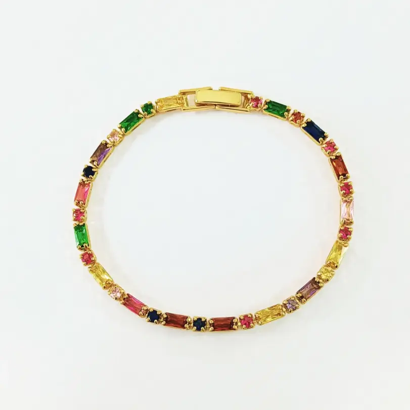 🌈 Pulsera Tennis "Arcoíris Infinito" – Cristales AAA y Oro 18K 2