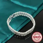 Nueva pulsera ancha de Plata de Ley 925 Original para mujer, joyería de diseñador a la moda, accesorios para fiesta y boda 2