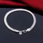 Pulsera de cadena sólida exquisita de Plata de Ley 925, abalorio de moda para mujeres y hombres, joyería de modelos simples y bonitos para boda 6