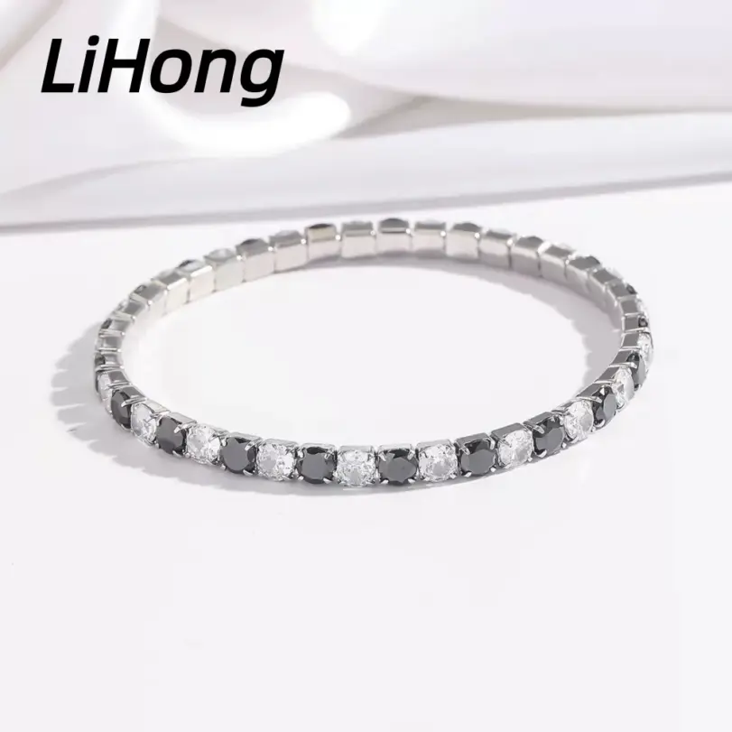 Joyería de plata de ley 925, pulsera de tenis de 16cm-21cm, circonita de colores de 4mm, regalo de aniversario, pulsera de plata de ley para mujer 4