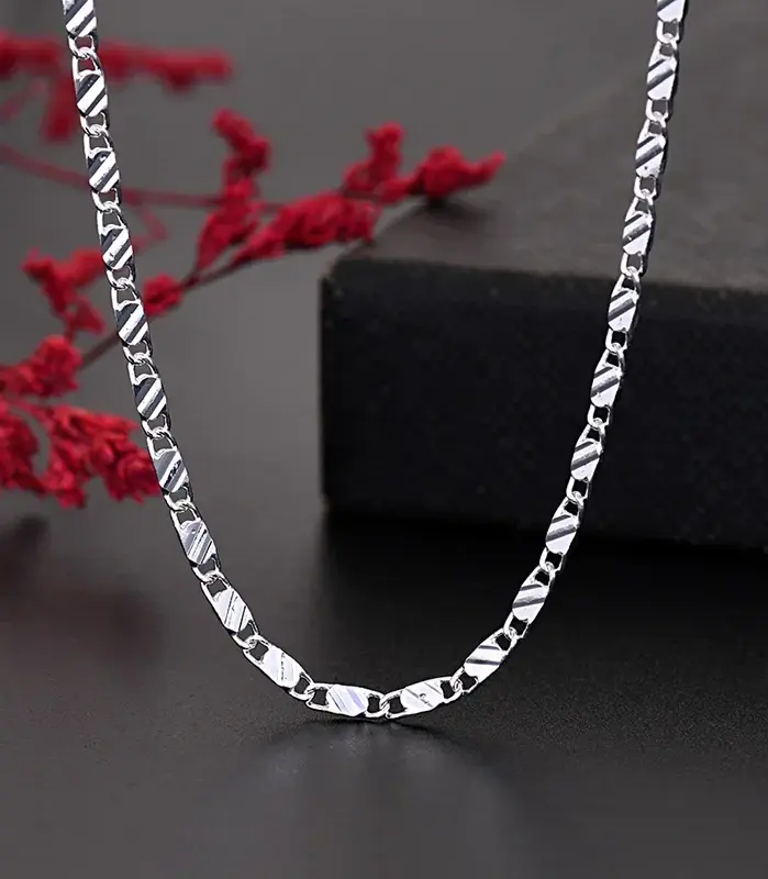 Nuevas cadenas planas finas de Plata de Ley 925 de 2MM para clavícula, collares para hombres y mujeres, joyería para fiesta y boda, regalos de Navidad de 40-75cm 1