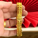 Pulsera de lujo para hombre de oro puro 24K 9999, diseño antiguo con látigo de león y tres látigos de caballo, pulsera cubana estilo jefe. 1