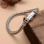 Pulsera de plata de ley S925 para hombre y mujer, alfiler tejido a mano, 6mm, joyería de lujo, regalo 1