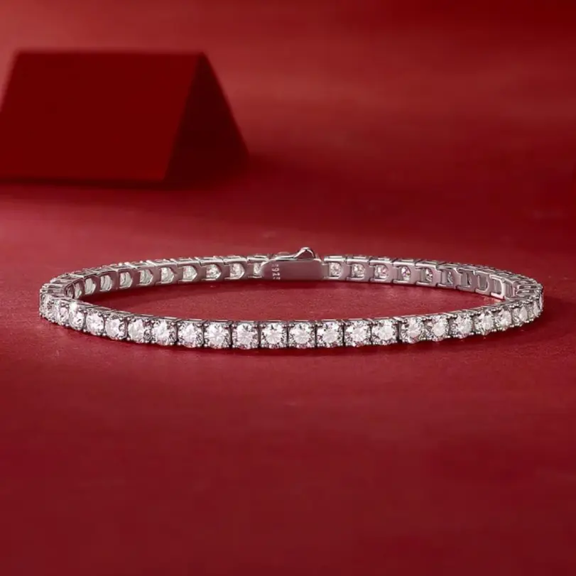 Pulsera de tenis de moissanita auténtica para hombre y mujer, brazalete de Plata de Ley 925, chapado en oro de 18k, Diamante con GRA, 3/4/5mm 4