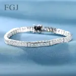 Pulsera de tenis 3x3mm piedra preciosa cultivada en laboratorio CZ 925 plateada 18k joyería para fiesta y boda pulseras para mujer hombre regalos dijes 1