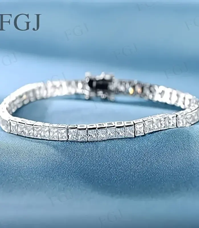 Pulsera de tenis 3x3mm piedra preciosa cultivada en laboratorio CZ 925 plateada 18k joyería para fiesta y boda pulseras para mujer hombre regalos dijes 1