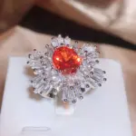 Anillo de compromiso de lujo para mujer, anillo de circón de diamante completo, anillo de circonita roja brillante, joyería de fiesta de moda, anillo ajustable incoloro 4