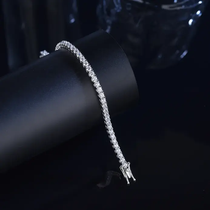 Pulsera de tenis de moissanita Simple D VVS1, Plata de Ley 925, clásicos de una sola fila con pulsera GRA para mujer y hombre, joyería 2