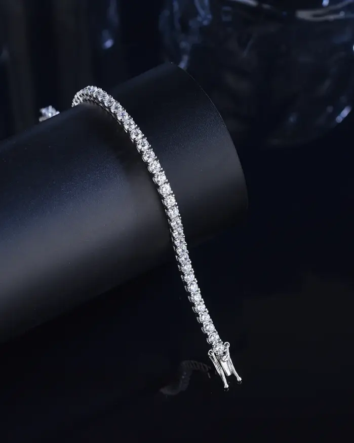 Pulsera de tenis de moissanita Simple D VVS1, Plata de Ley 925, clásicos de una sola fila con pulsera GRA para mujer y hombre, joyería 2