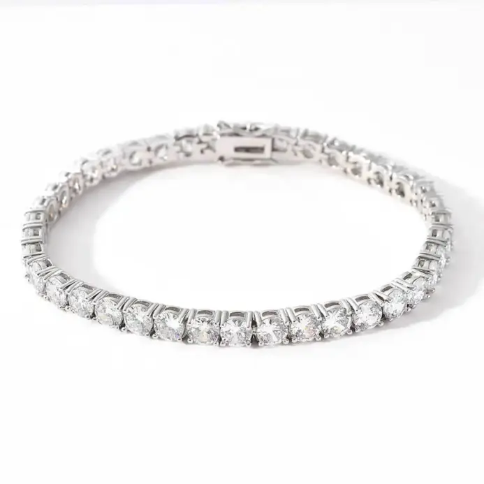 Pulsera De moissanita De Plata De Ley 925, 0,1 CT, 4mm, D VVS1, diamante para mujer, joyería brillante para fiesta y boda, Pulseiras De Prata 1
