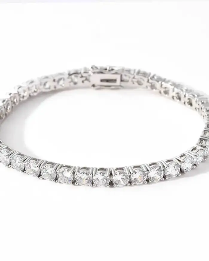 Pulsera De moissanita De Plata De Ley 925, 0,1 CT, 4mm, D VVS1, diamante para mujer, joyería brillante para fiesta y boda, Pulseiras De Prata 1