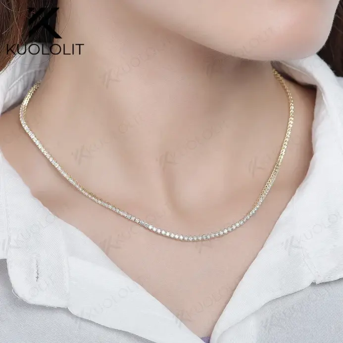 5.25CTW Moissanite tenis collares para mujeres hombres sólido 14K 10K oro 925 cadena de plata para fiesta de compromiso Navidad 1