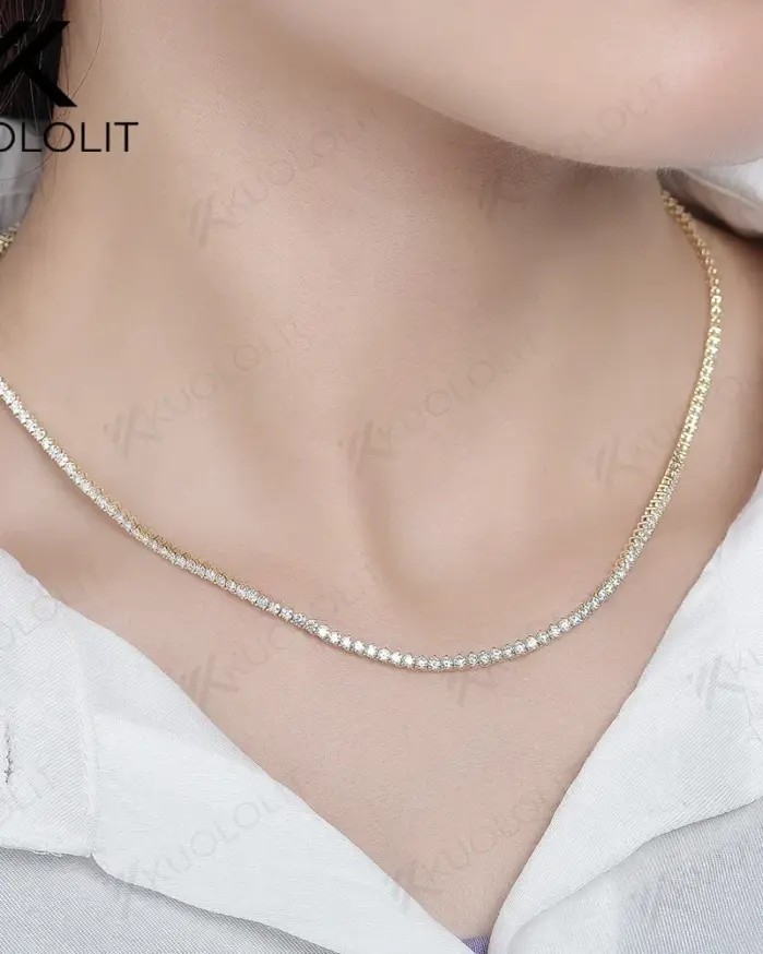 5.25CTW Moissanite tenis collares para mujeres hombres sólido 14K 10K oro 925 cadena de plata para fiesta de compromiso Navidad 1