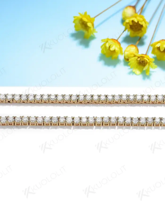 collar de tenis con 4 puntas de diamantes cultivados en laboratorio para mujer, collar redondo de oro sólido de 10 quilates de 3,0 2,5 y 2,0mm para regalo de Navidad 2