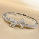 Nuevas pulseras Vintage de 100% pura Plata de Ley 925, pulsera con lazo de circonia cúbica 3a pavimentada completa para mujer, joyería de buenos de lujo 1