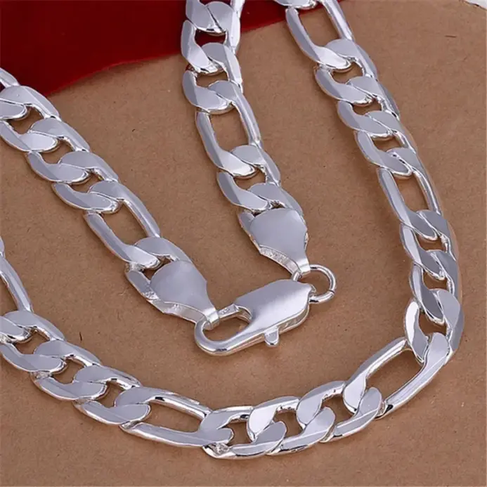 Collar de plata sólida 925 para hombre, cadena cubana clásica de 12mm, abalorio de 18-30 pulgadas, joyería de moda de alta calidad para boda 2
