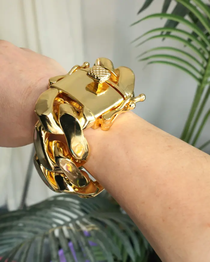 50 mm chapado en oro de 18 quilates, Miami, estilo cubano, rock hip-hop, pulseras de cobre, collares, brazaletes, joyería, hombres 1