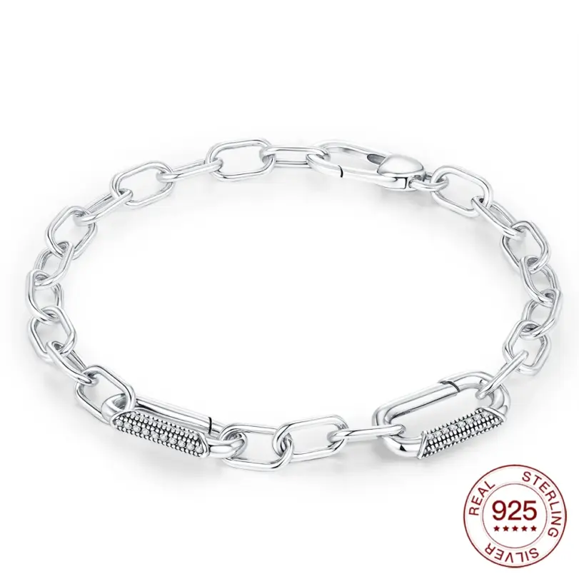 Nueva pulsera de Plata de Ley 925 con cierre de diamante, pulsera con cuentas, joyería DIY para mujer, regalos populares para vacaciones 1 Nueva pulsera de Plata de Ley 925 con cierre de diamante, pulsera con cuentas, joyería DIY para mujer, regalos populares para vacaciones 1