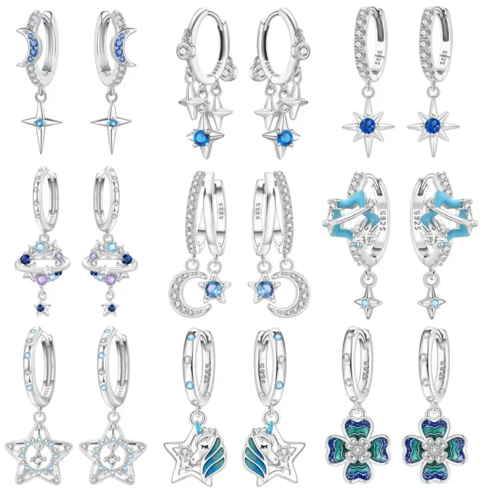 🌙 Pendientes "Blue Night Sky" – Plata S925 y Circonia Azul (Edición MISEFF) 1