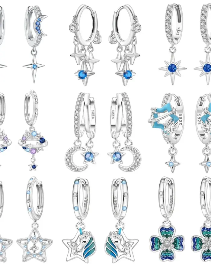🌙 Pendientes "Blue Night Sky" – Plata S925 y Circonia Azul (Edición MISEFF) 1