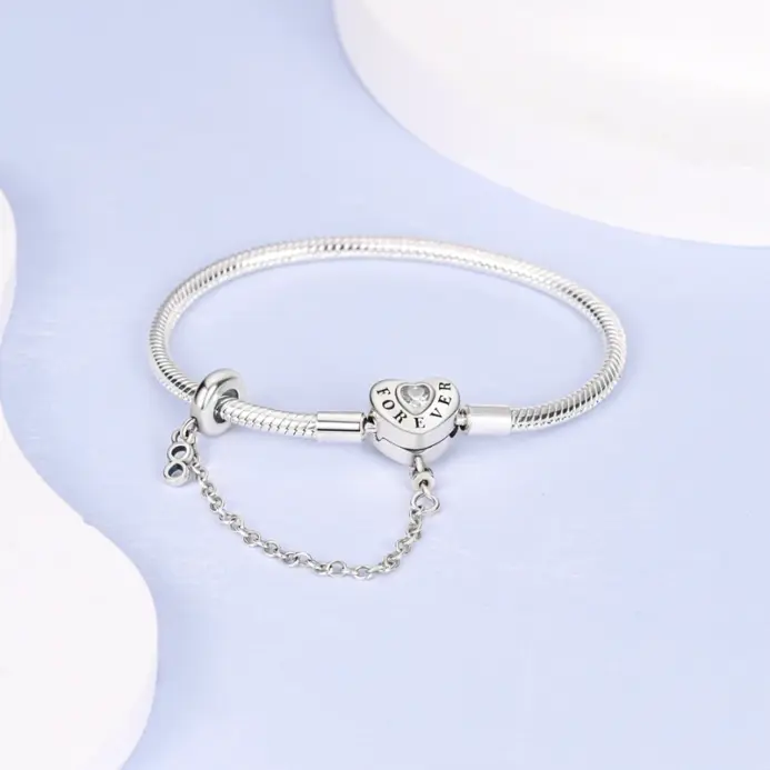 Pulseras de plata de ley 925 con forma de corazón de melocotón para mujer, pulseras de tierra con forma de estrella, Luna, avión, dijes DIY, joyería de fiesta 3