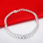 Pulsera de Plata de Ley 925, Cadena Clásica de Caja Redonda para Mujer, Joyería de Moda Sencilla para Compromiso y Boda, Regalos de Alta Calidad 5