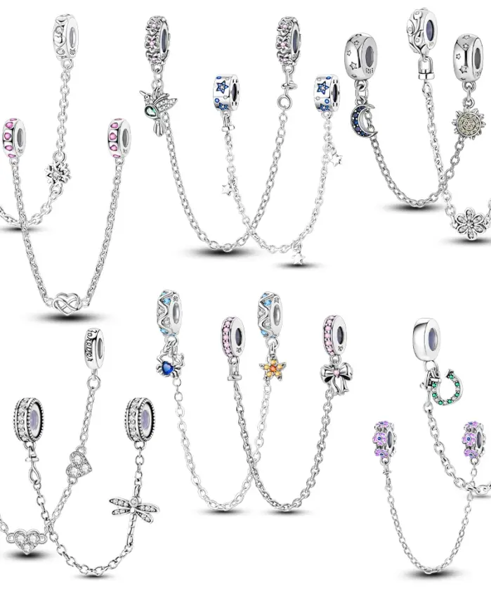 Cadenas de seguridad de Plata de Ley 925, dijes de Clip con cierre, compatibles con pulsera Original, colgantes, joyería DIY para mujer 1