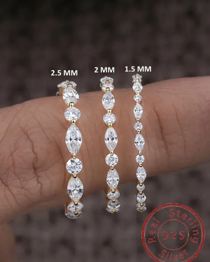 Anillo de cuentas de circón clásico sencillo de Plata de Ley 925 para mujer, joyería fina de alta calidad a la moda de lujo para compromiso y boda 1