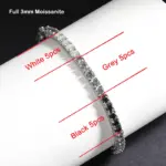 3mm 0.1CT Color degradado negro gris blanco Moissanite diamante pulsera de tenis para hombres mujeres Unisex 925 pulseras de eslabones de plata 4
