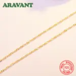 Aravant 925 Plata 1,3mm 18K oro onda de agua collares cadenas para mujer joyería de moda 2